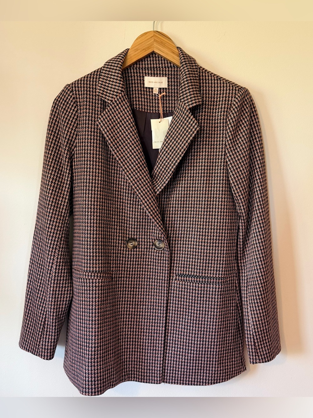 Houndstooth Double-Breasted Blazer